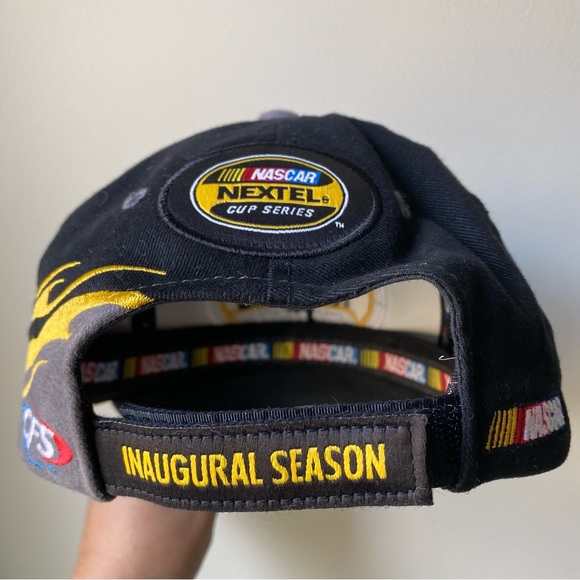 NASCAR 2004 Nextel Cup Series Strapback Baseball Cap Hat Black Yellow Flames - Picture 7 of 8